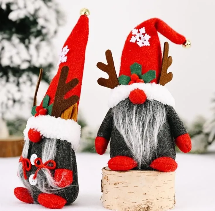 Gnomes Christmas Decor Creative Antlers Dwarf Ornaments Swedish Gnome xmas Faceless Forest Old Man Gifts SN4679
