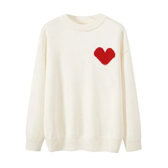 Pull de créateur Love Heart Une femme amant cardigan tricot v col rond col haut femme mode lettre blanc noir vêtements à manches longues pull femme