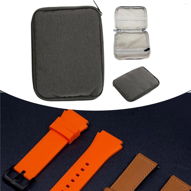Titta p￥ l￥dor Portable Strap Organizer Storage Bag Solid Anti Scratch Zipper Watchband Armband med innehavare Box Case