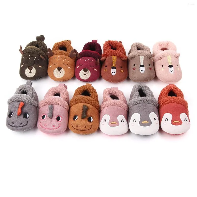 Premiers marcheurs enfant en bas âge bébé chaussures filles garçons peluche animal prewalker baskets chaud pour bottes nées