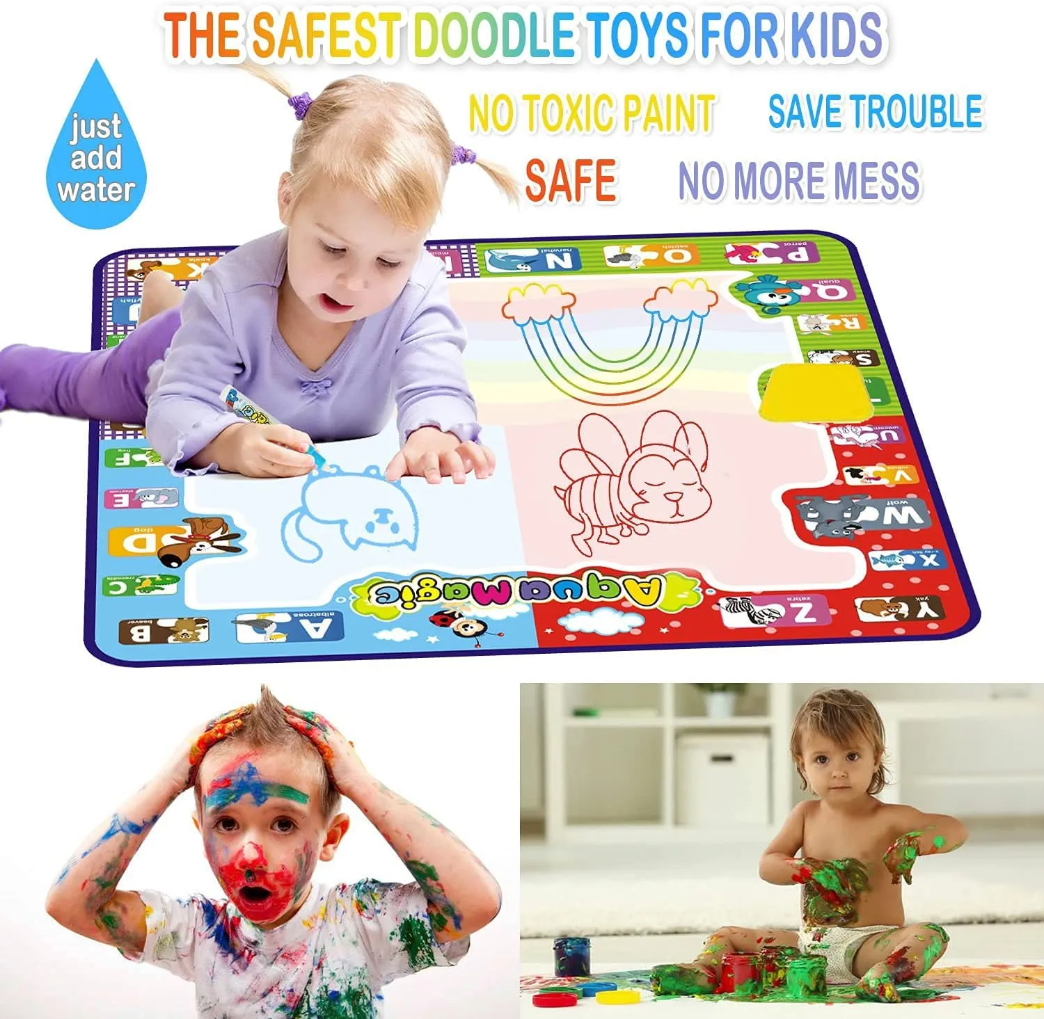 Montessori brinquedos magia água desenho livro crianças jogos educativos pinturas crianças colorir para bebês de 1