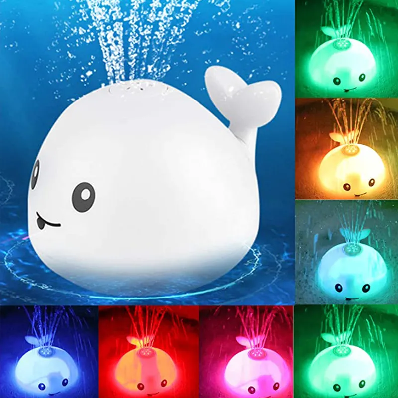 Jouets de bain bébé lumière clignotante et pulvérisation d'eau baleine lampe de salle de réaction comme cadeau pour enfants 221014