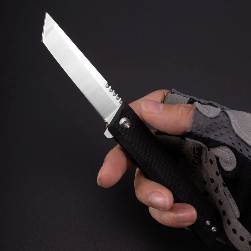 Nowy R1023 Flipper Solding Nóż D2 Satin Tanto Point Blade G10 Łożysko kulkowe Szybkie otwarte noże EDC Folder narzędzia zewnętrzne