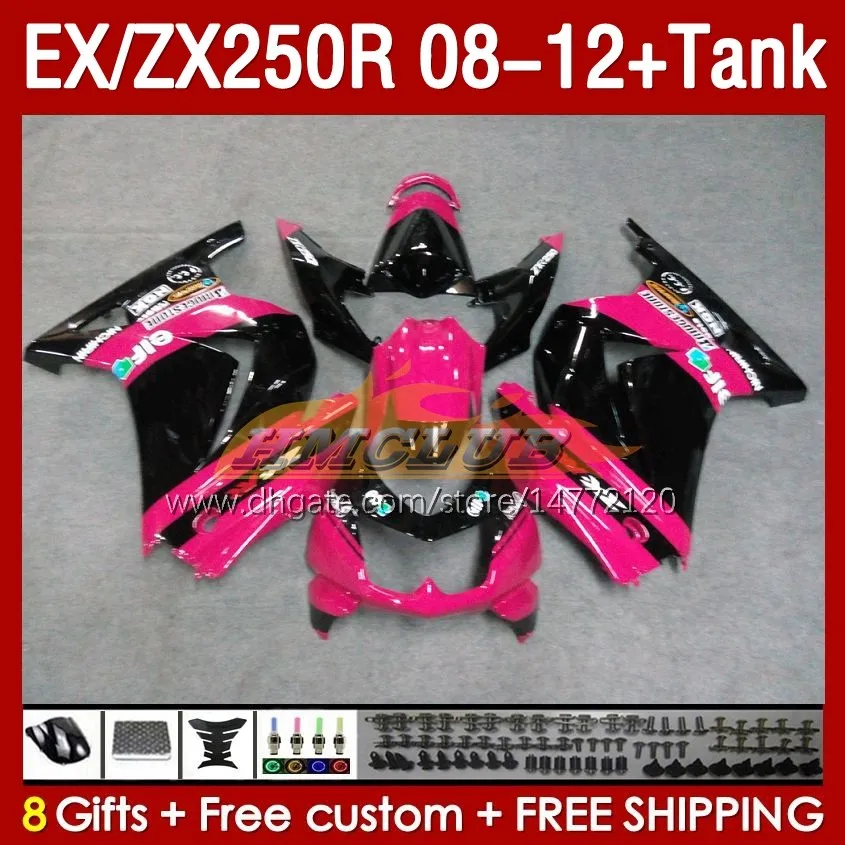 Injection Fairings Tank voor Kawasaki Ninja EX250R ZX250R 2008 2009 2010 2011 2012 ZX250 EX250 R 163NO.111 ZX-250R 08-12 Ex ZX 250R 08 09 10 11 12 OEM ROSE Glossy Rose Glossy
