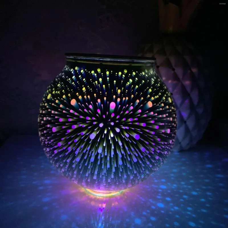 Luci notturne 3D LED Fuochi d'artificio colorati Luce solare Paralume in vetro per esterni Controllo Decorazioni da giardino