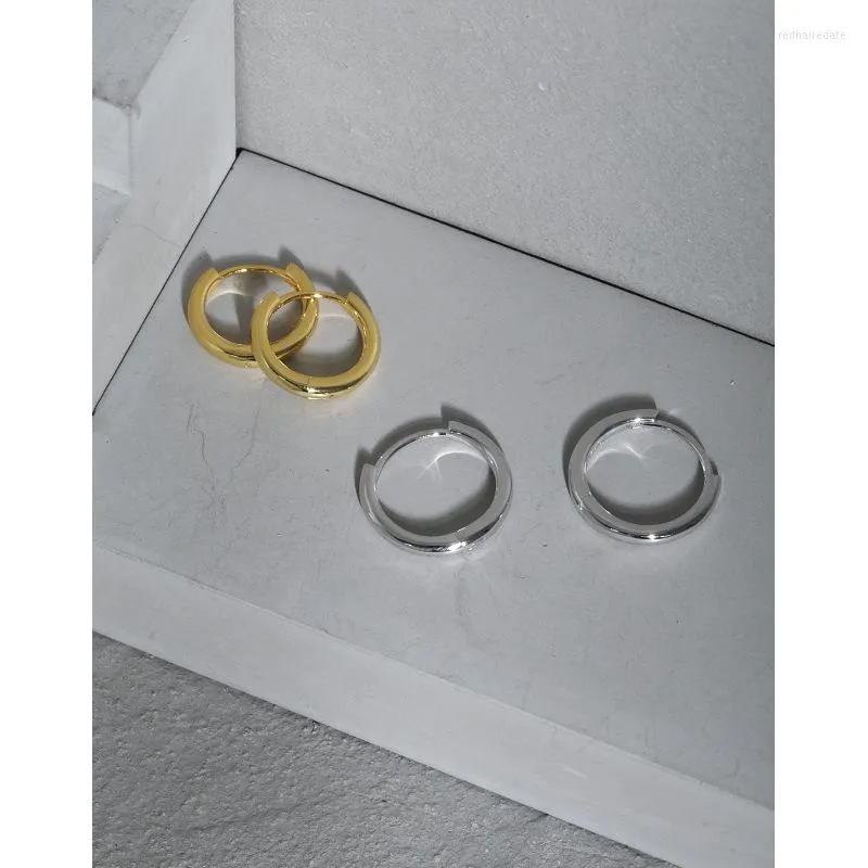 أقراط Hoop 5mm-12mm أصيلة 925 Sterling Silver Silver Circle Lucky Round Huggie Buckle Jewelry C-EB103