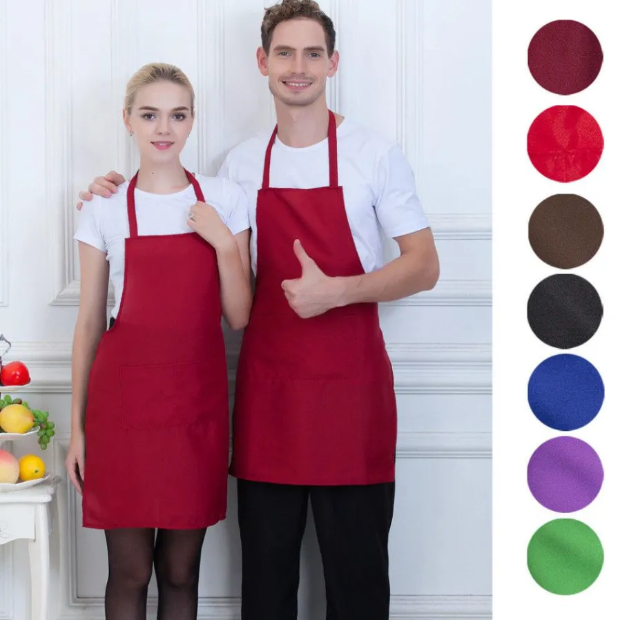 Adjustable Cooking Kitchen Apron For Woman Men Chef Waiter Cafe Shop BBQ Hairdresser Aprons Custom Gift Bibs Wholesale t1011