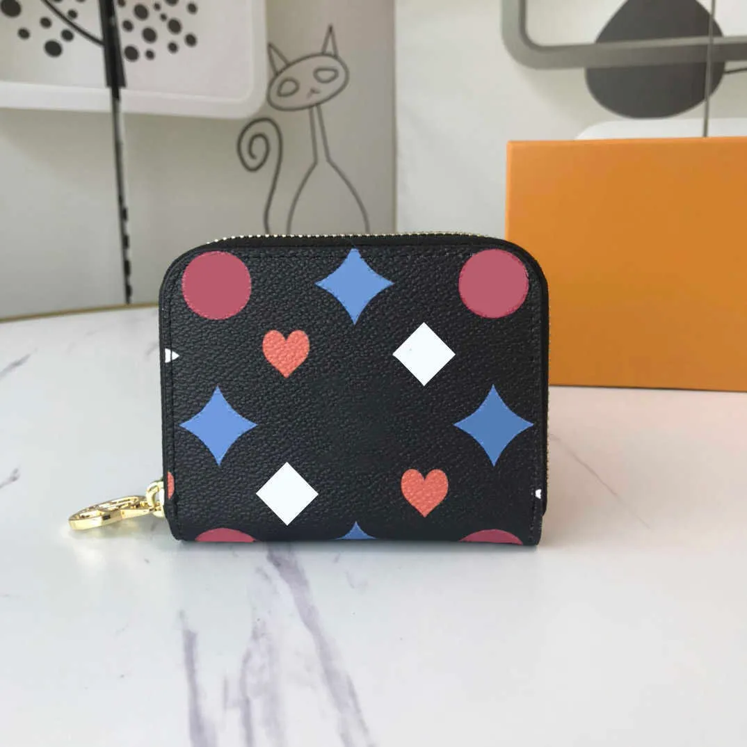 Diseñadores de moda Zippy WALLET Hombres Mujeres Carteras con cremallera de cuero Flores de alta calidad Monedero Bolsos Titular de la tarjeta Embrague con caja de polvo