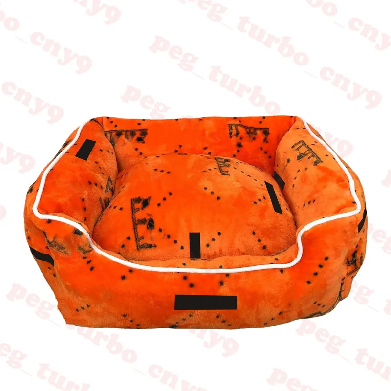 Oranje pluche hondenkennels Pet Bed Letter Jacquard Pets Kennel Pennen High End Dogs Supplies