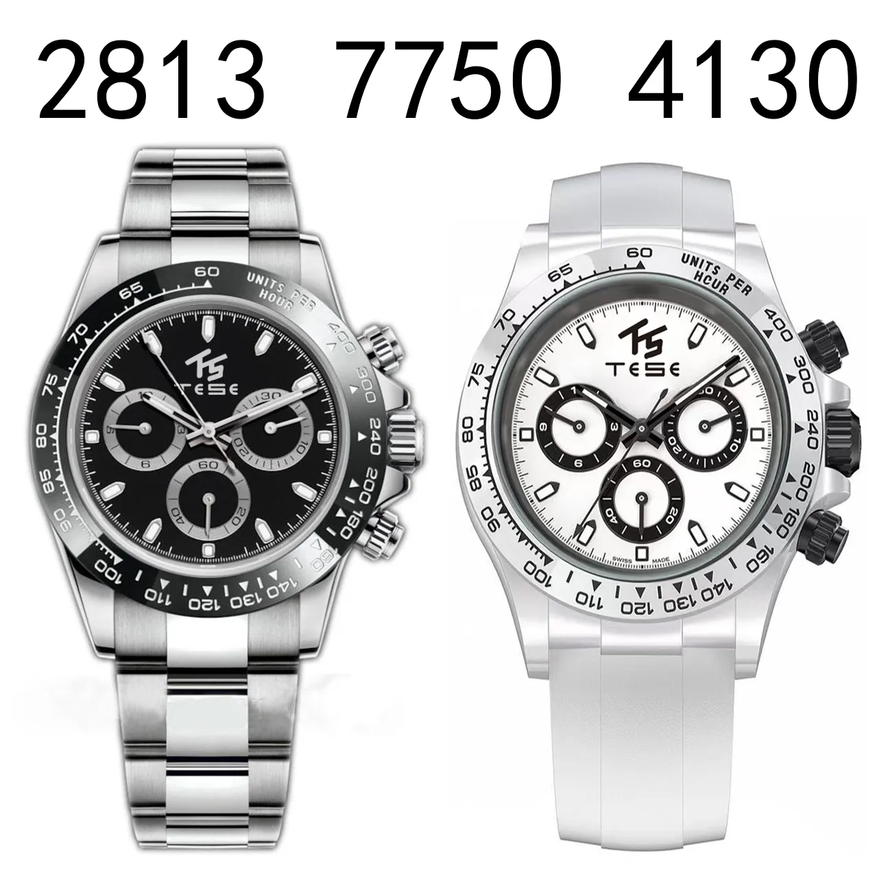 BT Clean NF VR JF Luxury Sport Watch Men and Women Timing 2813 ETA 7750 4130 Mekanisk automatisk neutral 40 mm All White Ceramic Rubber Watch Panda Ditongna Diving 904L