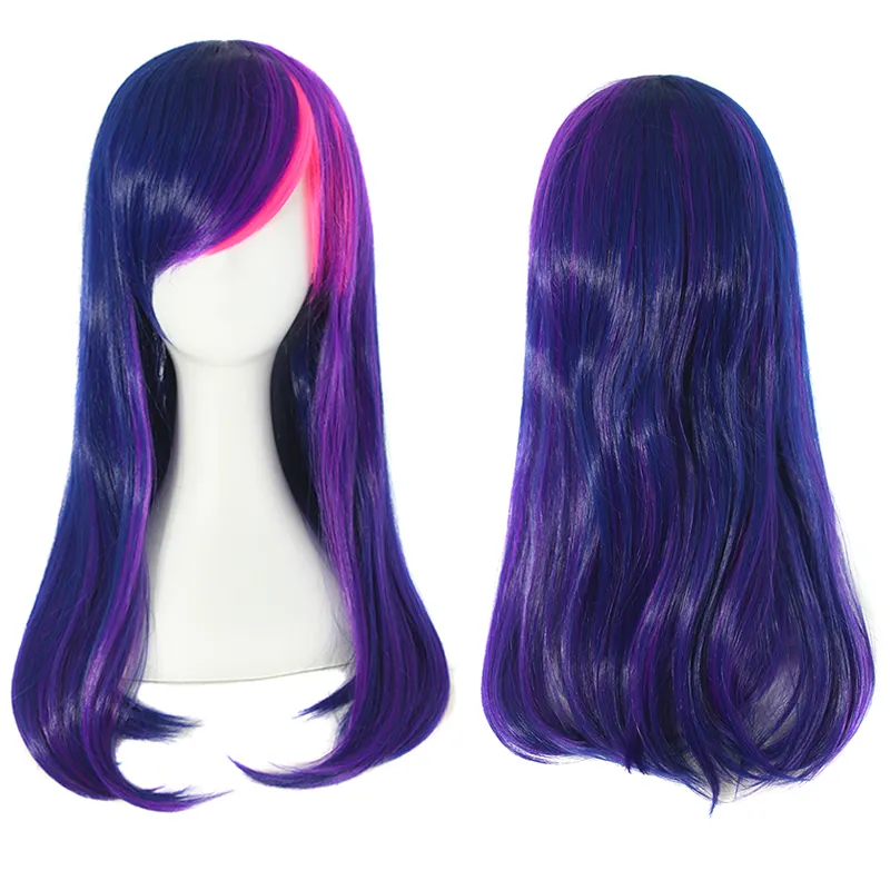 Popular Synthetic Purple Long Straight Hair High Temperature Silk Anime Wig