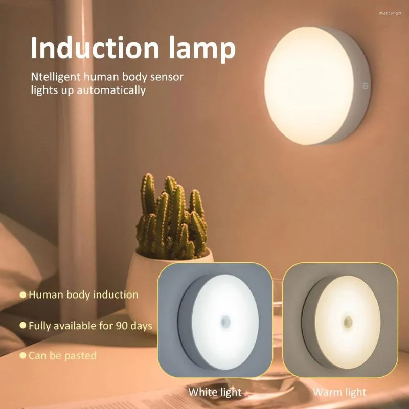 Night Lights LED Motion Sensor Wireless Energy-saving Wall-mounted Body Induction Lamp USB Charging Bedroom Corridor Lighting