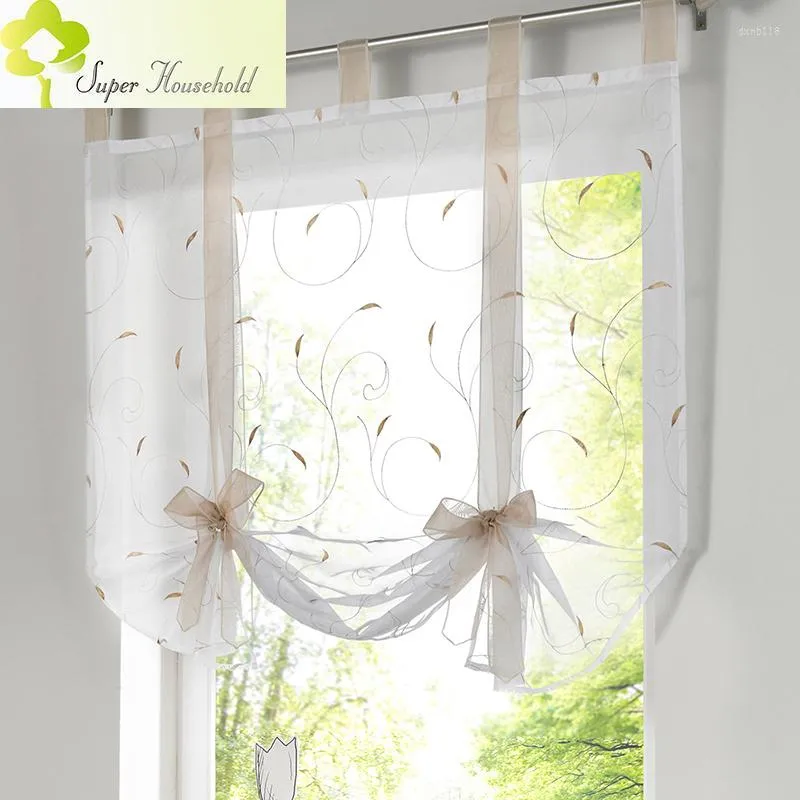 Curtain Simple All- Embroidered Window Floral Short Curtains Roman Blinds For Living Room Fashion Kitchen Tulle Door Louver