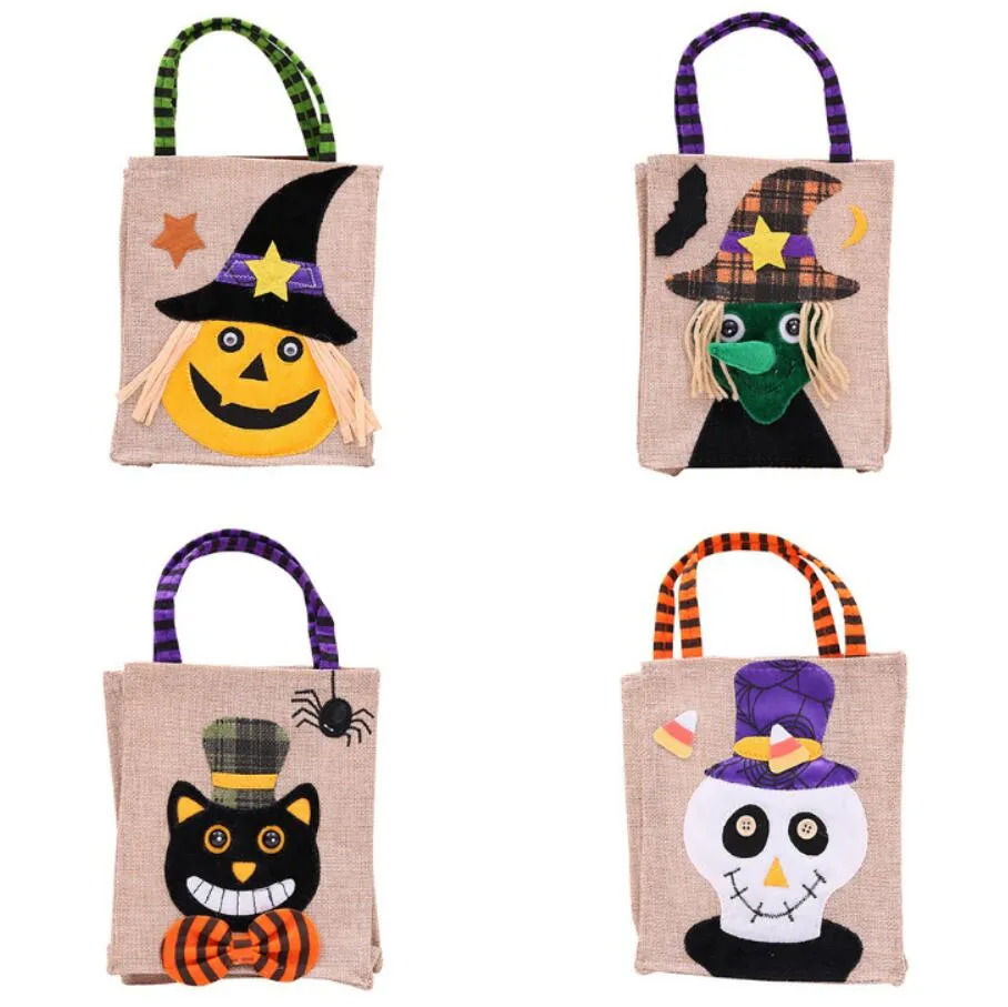 Halloween Candy Bag Party Supplies Trick or Treat Draagtassen kinderen geschenken linnen doek koekjes opbergdozen partys decoratie