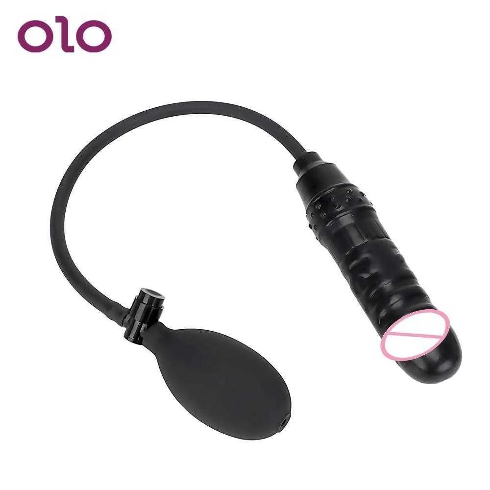 Schoonheidsartikelen Olo Black Anal Plug Butt Plug opblaasbare dildo nep penis enorme dildo met pomp sexy speelgoed voor vrouwen vrouwelijke masturbatie