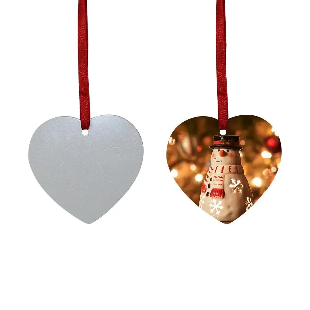 Sublimation Blank Christmas Ornament Double-Sided Xmas Tree Pendant Multi Shape Aluminum Plate Metal Hanging Tag Holidays Decoration Craft HH21-657