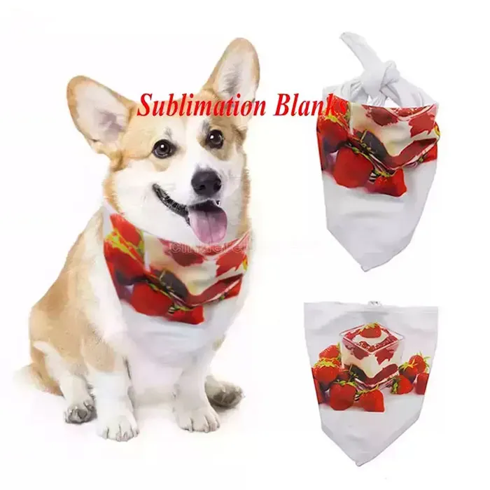 White Bandanas Pet Dog Apparel Triangle Neck Scarf Sublimation Blank DIY Polyester Heat Transfer Printing Pets Saliva Towel
