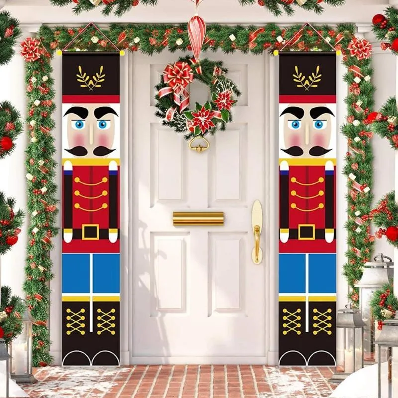 Juldekorationer Nötknäppare Soldat Banner Decor for Home Merry Door 2022 Xmas Ornament Navidad