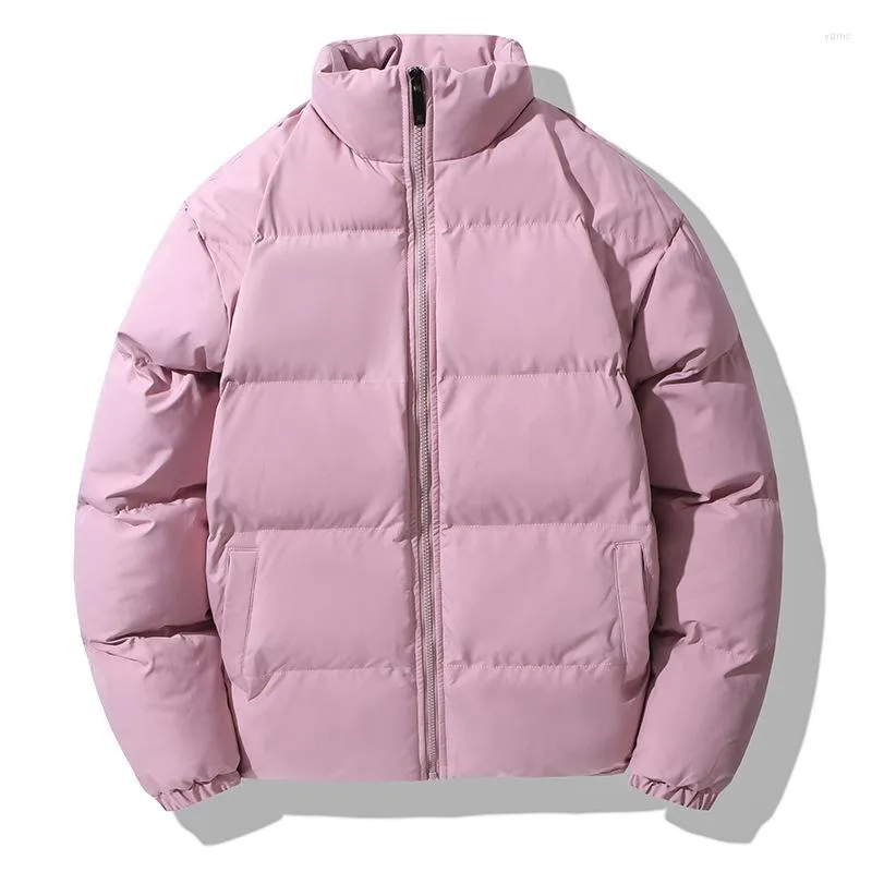 남자의 후드 분홍색 겨울 다운 재킷 야외 패션 의류 남자 플러스 두꺼운 따뜻한 스탠드 칼라 코트 캐주얼 스웨트 셔츠 가디건 zip