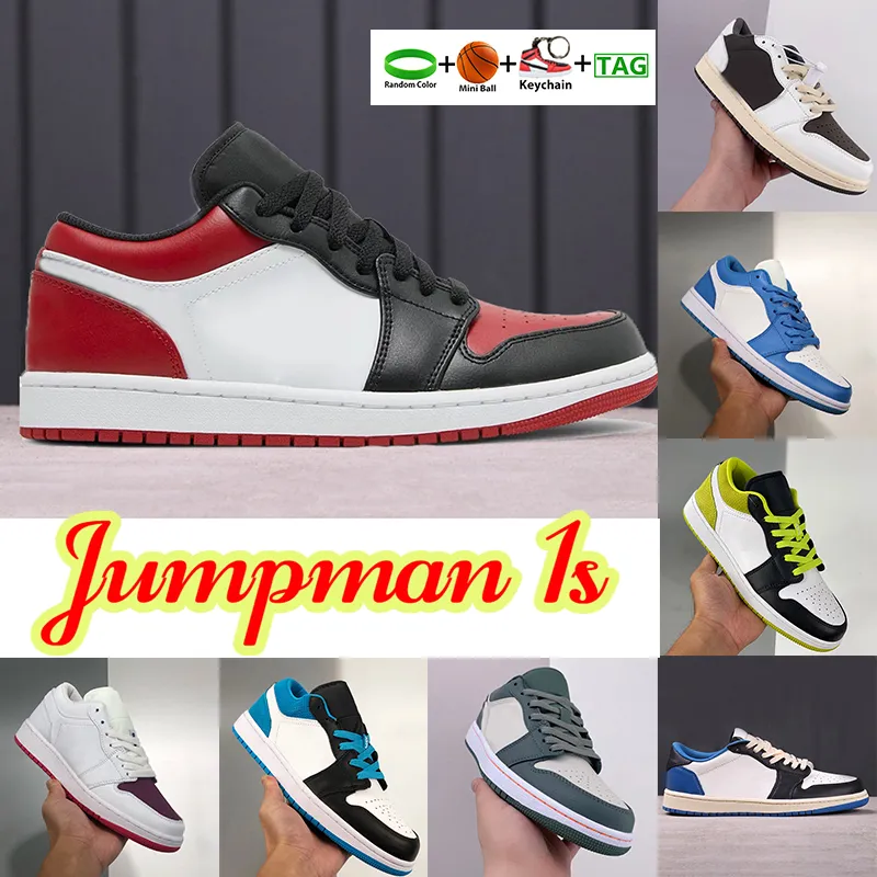 Jumpman 1 Low 1 Herr basketskor kvinnor Sneakers Bred Toe UNC Fragment x Cactus Reverse Mocha Shadow Laser Blue Light Smoke Grå Svart Cyber män dam Trainers