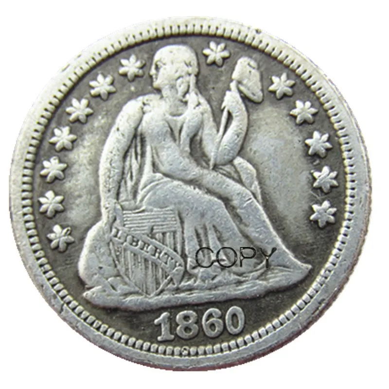 US Liberty Seated Dime 1860 P / S عملات معدنية مطلية بالفضة مصنوعة من المعدن يموت سعر المصنع
