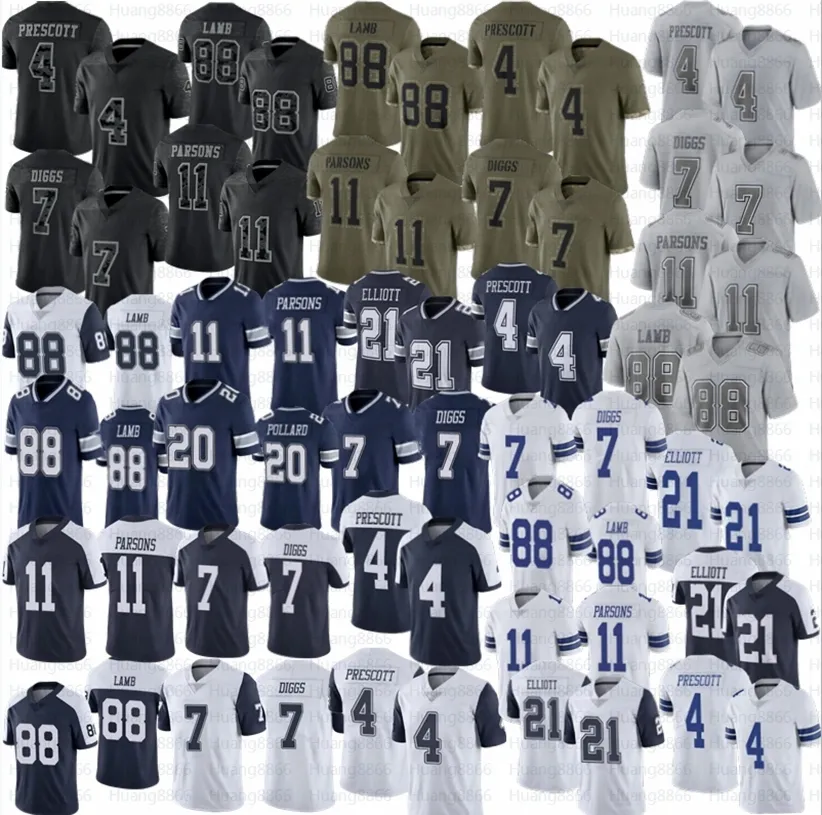 2024 nouveau maillot de football CeeDee Lamb Micah Parsons Dak Prescott Trevon Diggs maillots cousus