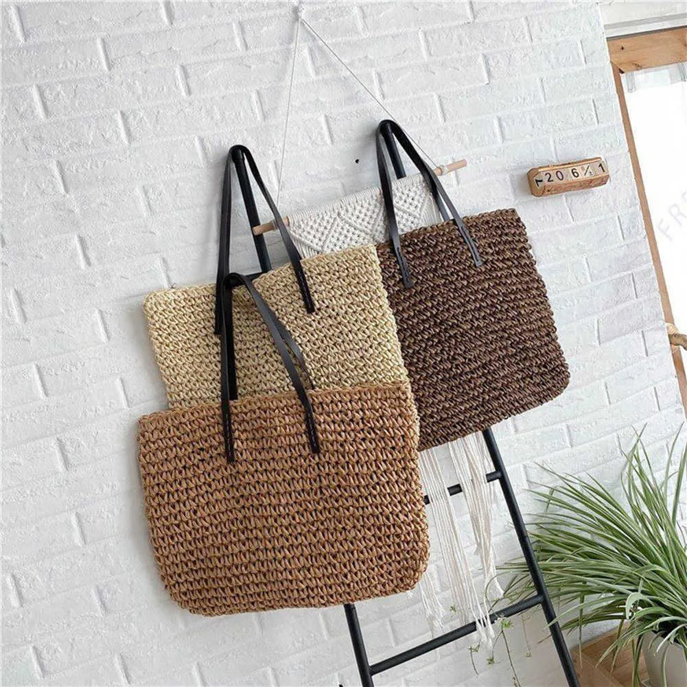 Evening Bags Large Capacity Handmade Rattan Woven Shoulder Bag Beach Handbags Totes Clutch Casual Travel Handbags for Women L221014