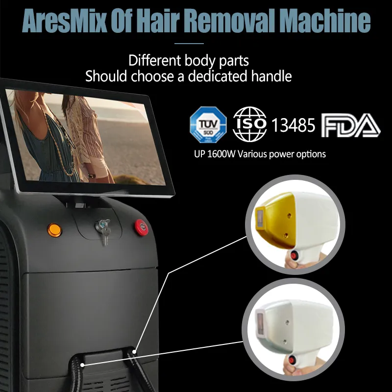 High Power Diode Laser Hair Removal Machine 1600w Dual Handle 3 Wavelength Depilation Laser Price For Sales