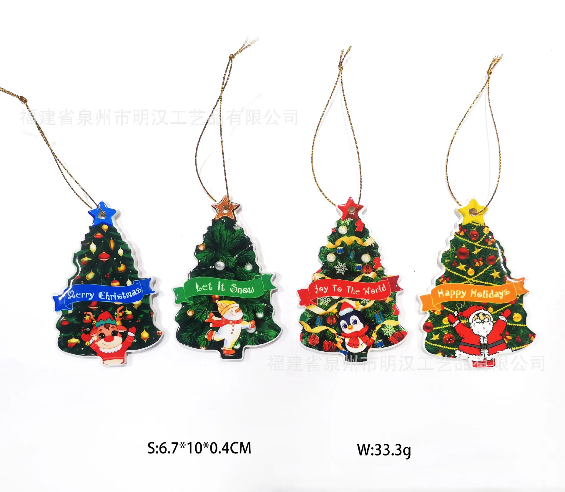 Resin Christmas Decoration Xmas Tree Hanging Pendants Cute Cartoon Snonman Santa Clause Gift Box Party Home Decors FY5618