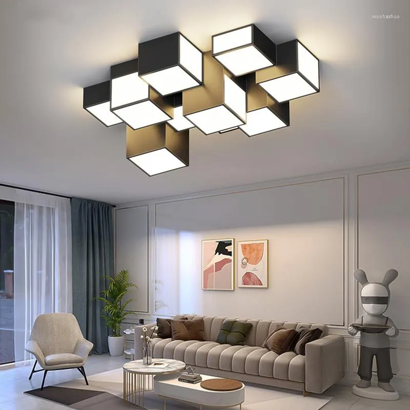 Plafondlampen modern LED -licht voor woonkamer slaapkamer dineren keuken kubus ontwerp kroonluchter eenvoudige stijl decoratieve lamp