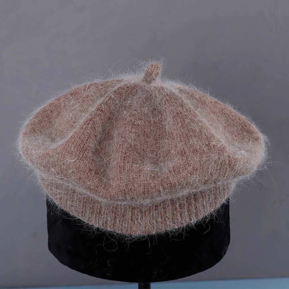 Womens Fluffy Rabbit Fur Beret Warm Winter Beanie... From  display picture 2