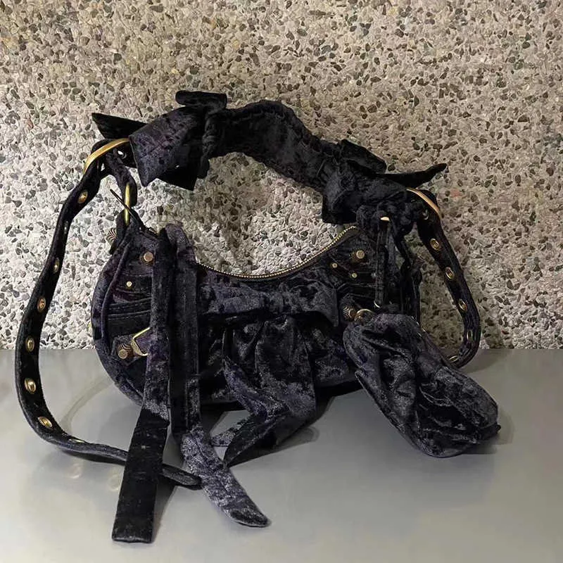 Borse a tracolla Ragazza Velvet Bow Borsa da moto Borsa a tracolla Borsa autunno e inverno Nuovo 220822