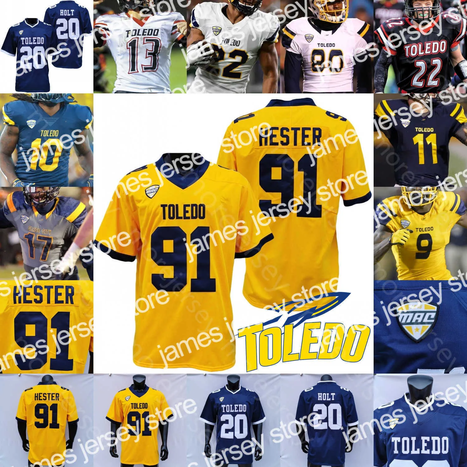 Maillots de football Toledo Football Jersey NCAA College Dequan Finn Peny Boone Jamal Turner Dallas Gant Johnson Newton Kareem Hunt Stuart Lowe Blankumsee Ford