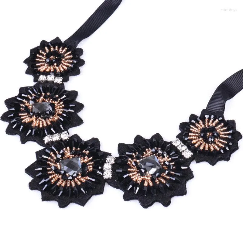 Charker 2022 Beauty Handmade Jewerly Maxi Colar Women Women Black Ribbon Declaração vintage Collier