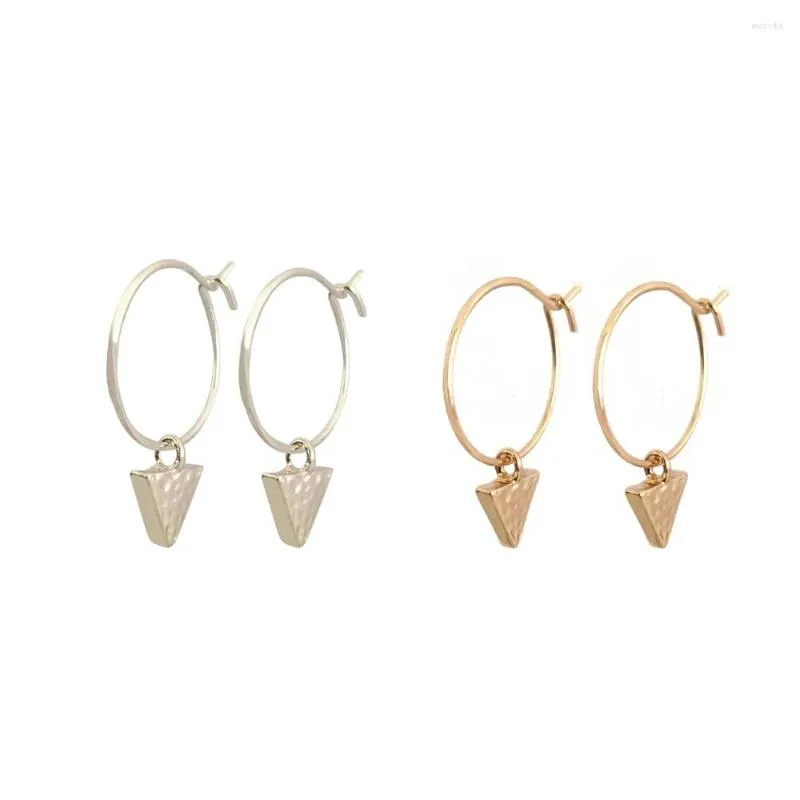 Hoop Earrings 2022 Simple Fashion Gold And Sliver Color Plated Geometric Triangle Metal Dangle For Women Girl Trendy Jewelry