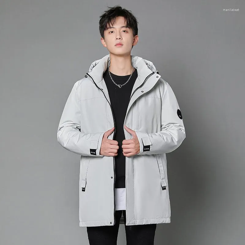 Jaqueta de inverno masculino 90% de pato branco Coreia Cargo para homens quebra -vento de capa Parkas com capuz