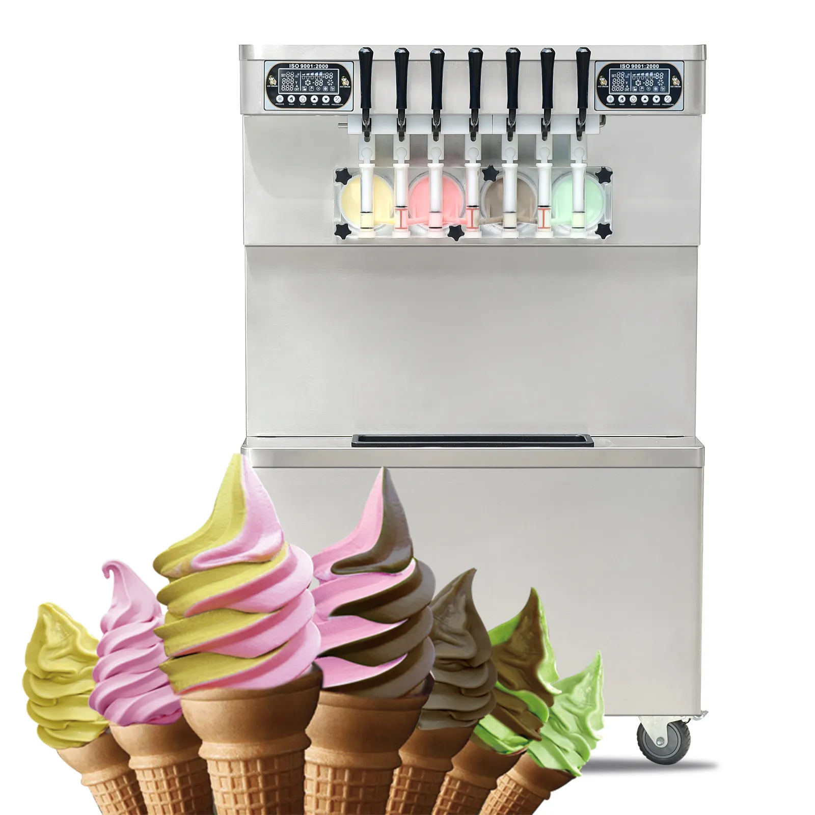 Free shipping to door Kolice large capacity 7 flavors frozen yogurt soft serve ice cream making machine snack food equipment with precooling