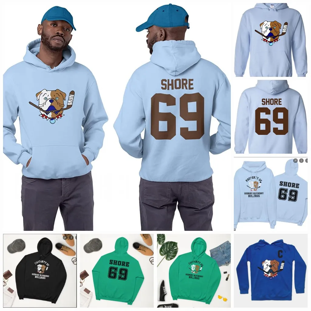 Custom Hockey Hoodie with Sudbury Blueberry Letterkenny Shoresy Design  Black Blue