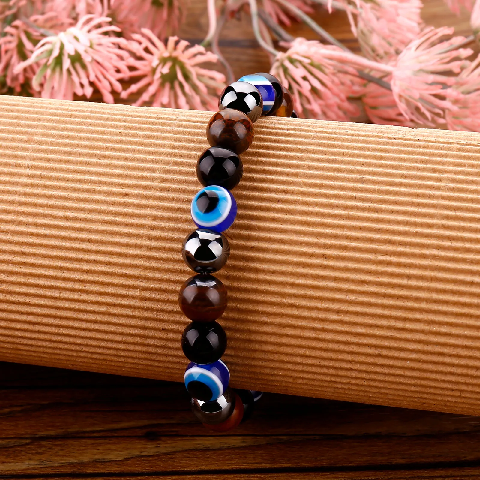 Lucky Evil Blue Eye Eye Handmade Clope Bracelets Contas de vidro e 8mm Crystal 8 Cores Fine Party Ajusta Jóias