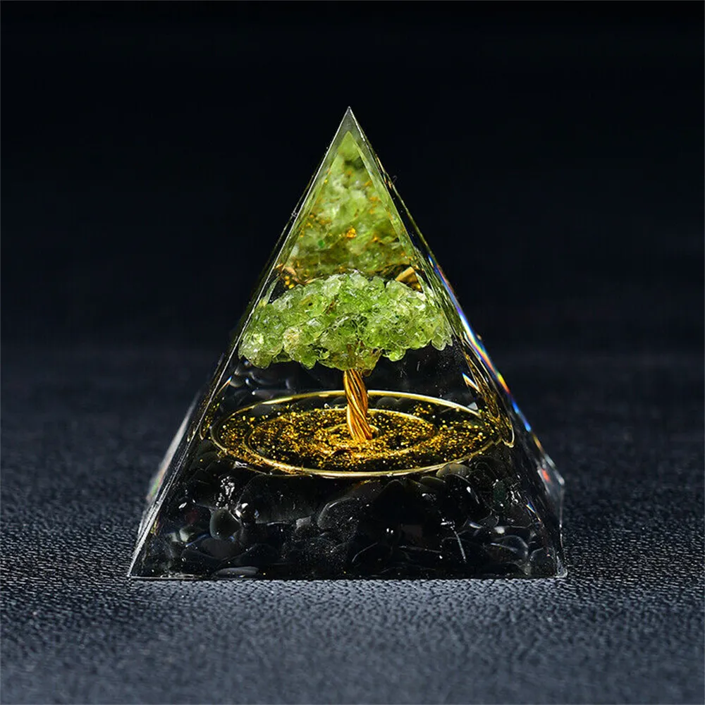 Neuer Baum des Lebens Obsidian Orgone Pyramid EMF Schutz Quarz Reiki Meditation