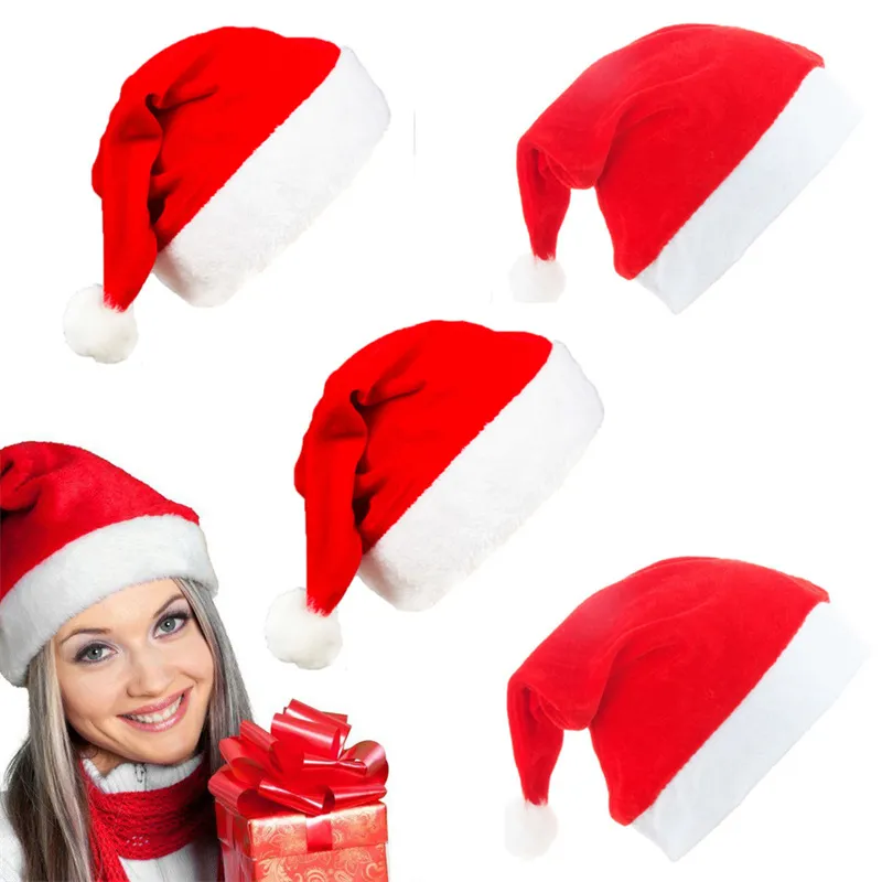 Chapeaux de fête de Noël Velours doré courte peluche non-tissé adulte chapeau de Noël casquette de père Noël décorations de Noël par la mer T9I002121