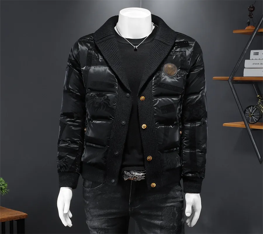 Stilig stor storlek Casual Men's Suit Collar Down Jacket Winter 2023 Trend Short Bright Lapel Light Top Ladies Warm White Eid279z