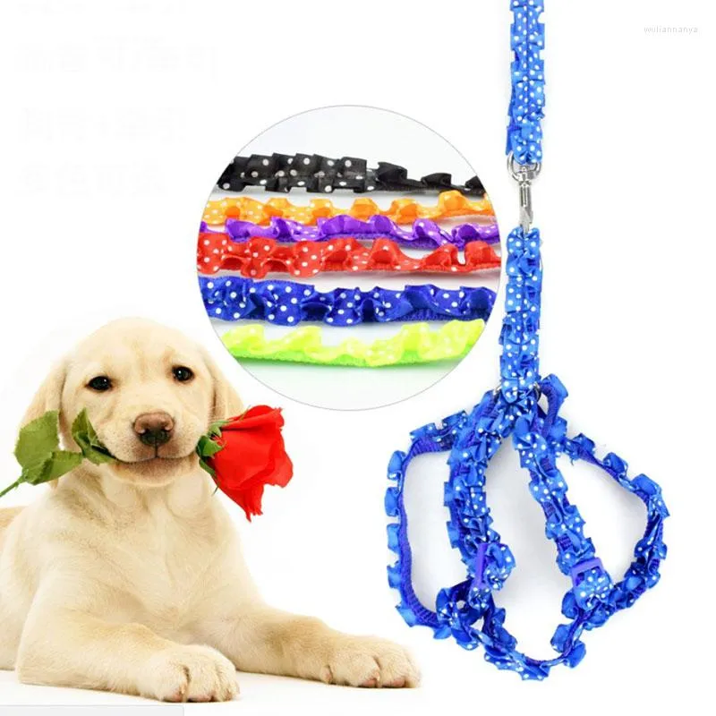 Dog Collars Adjustable Puppy Cat Walking Nylon Harness For Dogs Cats Pet Lead Rope Small Lace Leash Drop