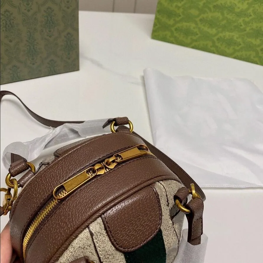 HH fashion bowling ball shaped Tote bags Women Shoulder bag cross body Handbag coin lipstick storage Purse detachable chain textile red and green stripes design