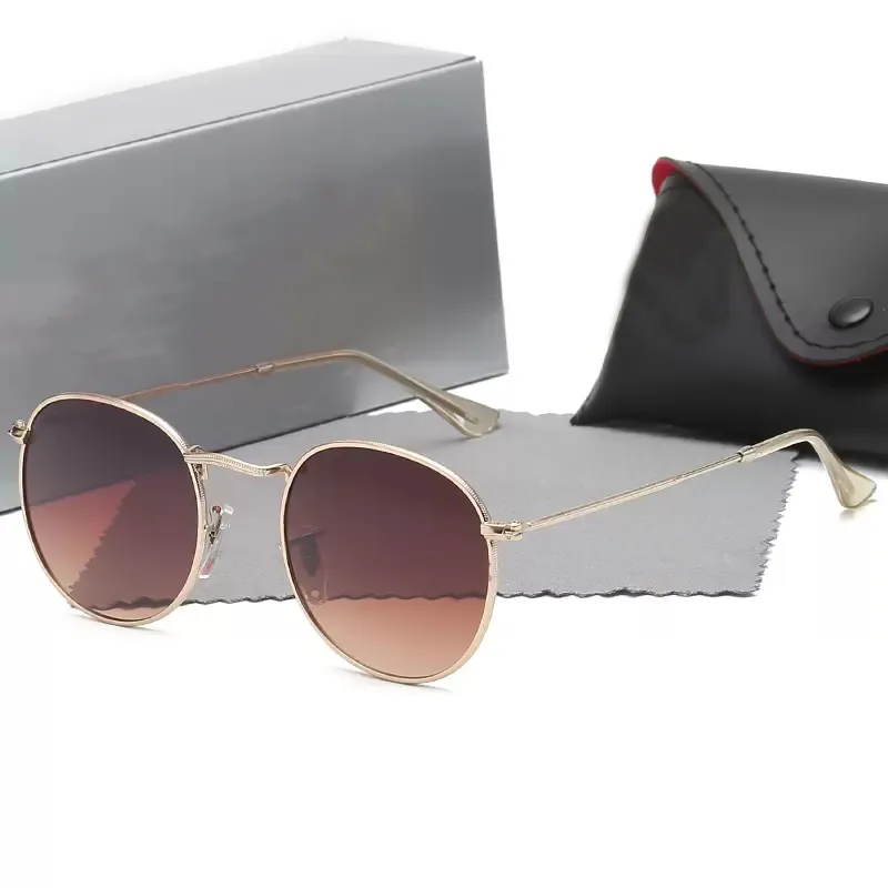 Designers Ray Sunglasses Brand Designer UV400 Eyewear Metal Gold Frame Sun Glasses Men Women Mirror Sunglasses with Box