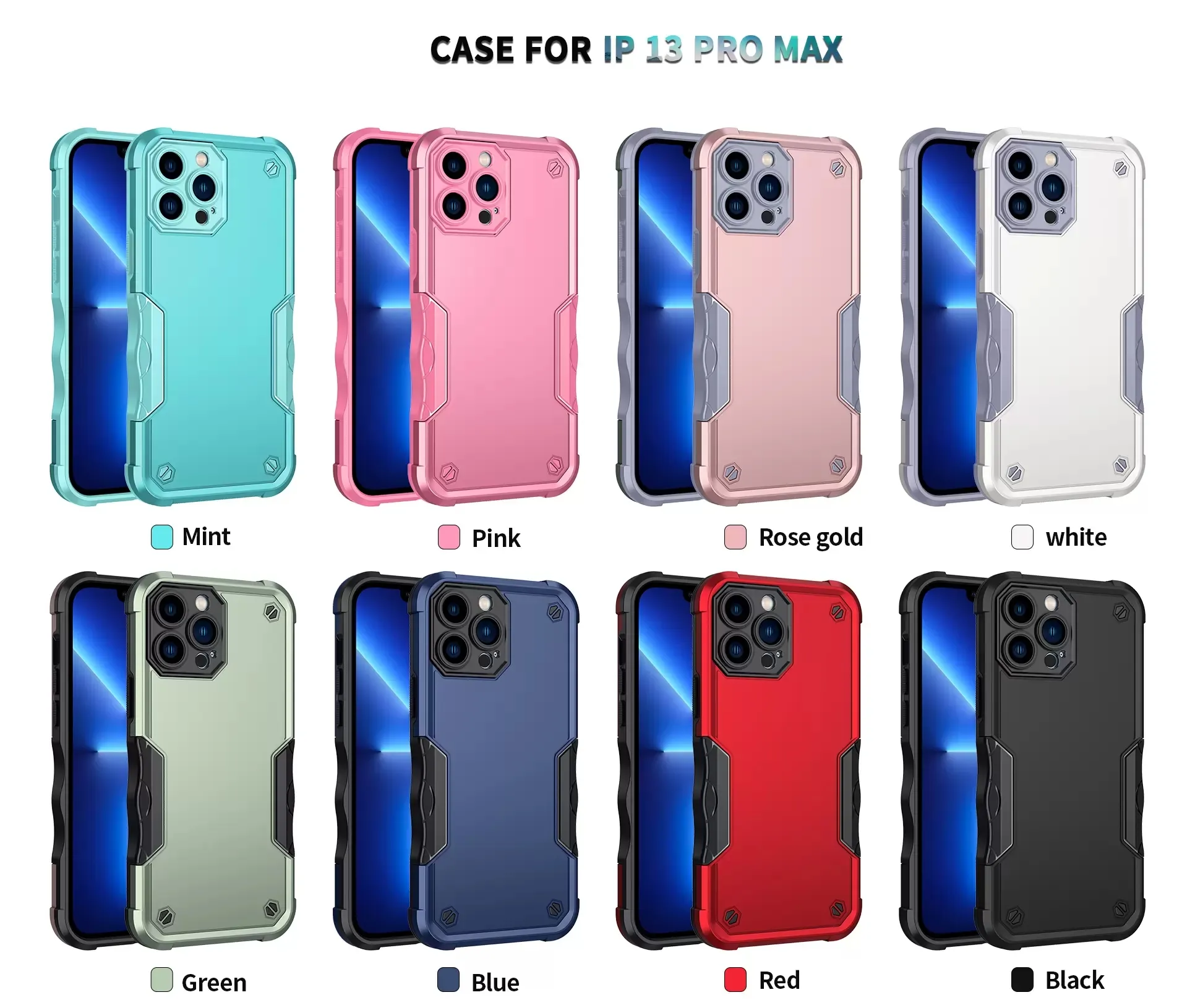 2-in-1-Handyhüllen für iPhone 14 13 12 11 PLUS Pro Max XR XS 8/7/6, stoßfeste Hart-PC-TPU-Softshell-Kameraschutz-Stoßfänger-Design-Abdeckung