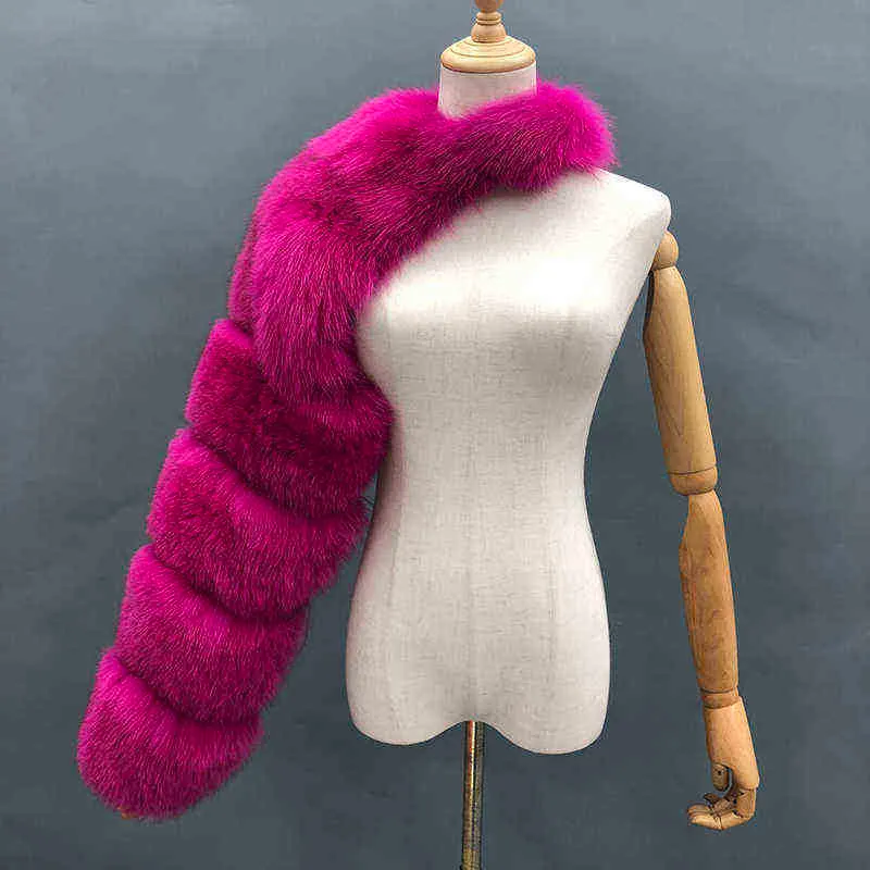 2021 New Fashion Fox Fur Coat Women Sleeve Luxury Sleeve Y1228