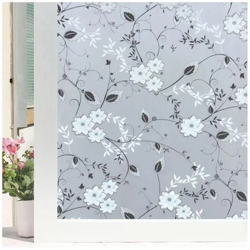 Raamstickers bloemen glasfilmsticker gekleurd mat ondoorzichtig balkon keuken privacy home decoratief 80 200 cm