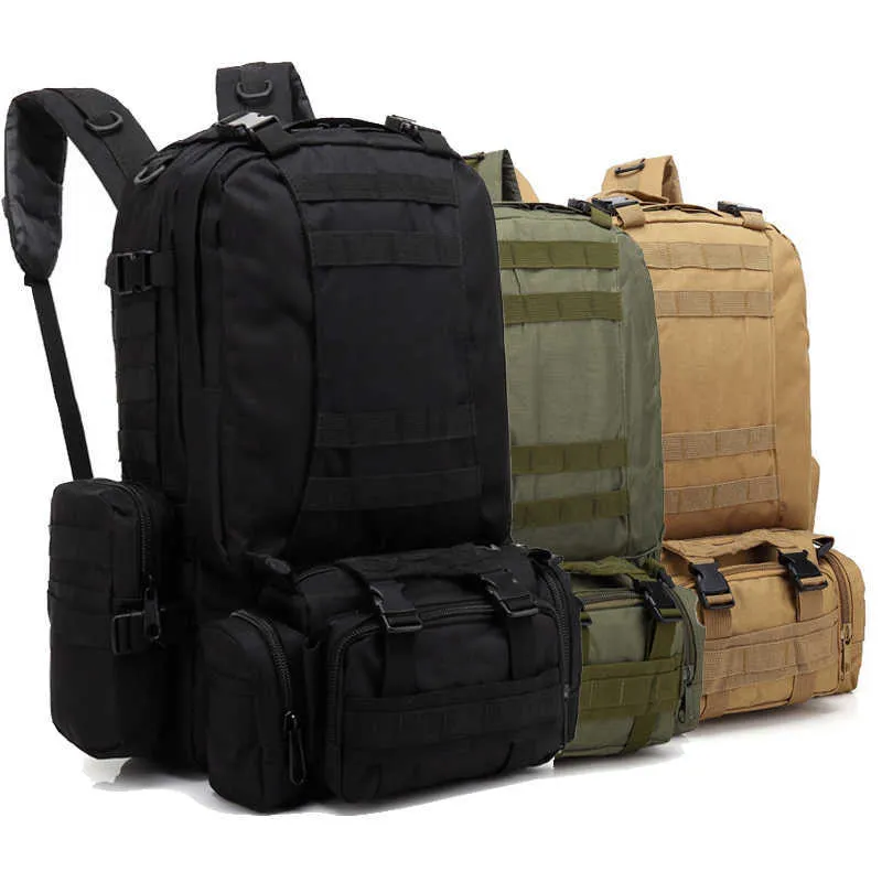 Randonnée Sacs Tactical Gear Camouflage Militaire Sac À Dos Chasse Sac À Dos 50L Grande Capacité Voyage Sac À Dos En Plein Air Randonnée Sac À Bandoulière L221014