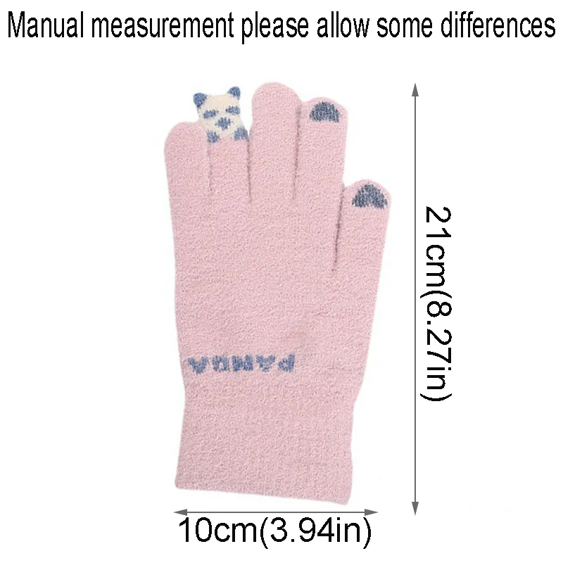 Women Winter Textile Touch Screen Thicken Warm Knitted Gloves Panda Stretch Glove Imitation Wool Full Finger Outdoor Skiing Cycling zxf18
